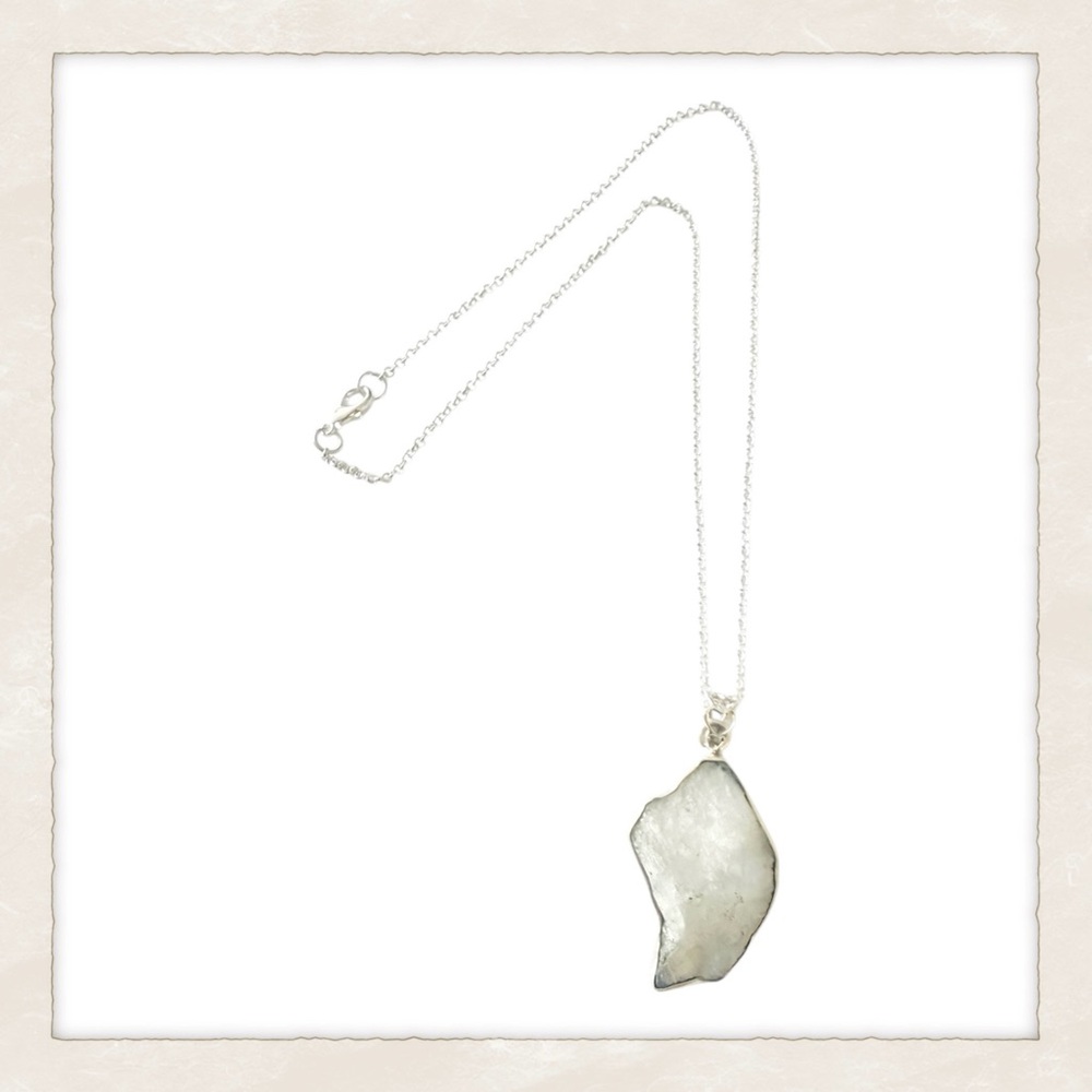 Y2K Vintage Clear Quartz Pendant Necklace on a Silver Plated Rolo Chain, 22”